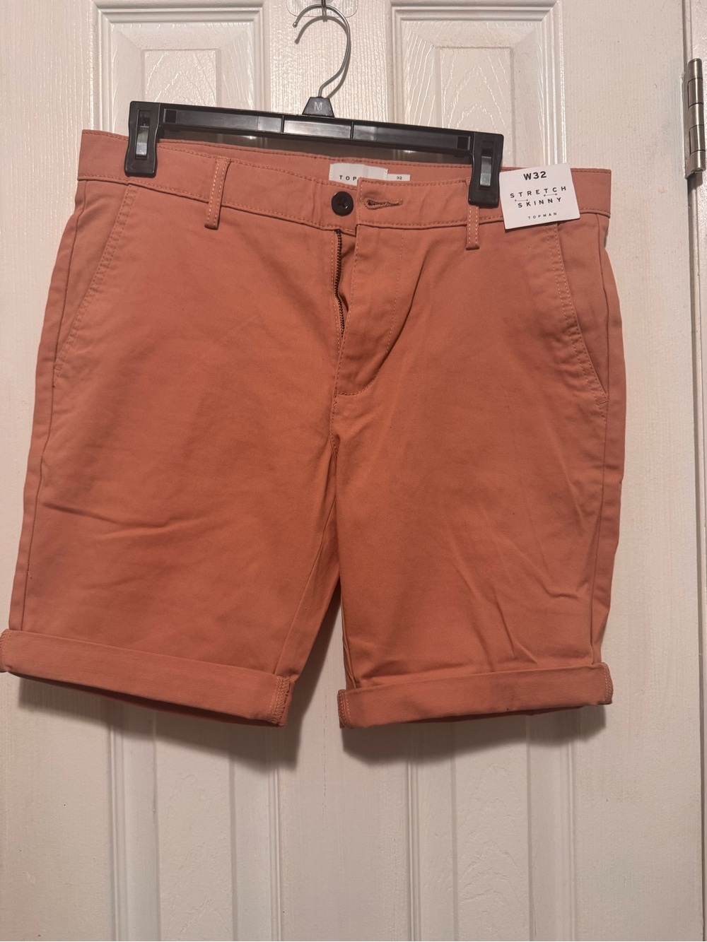 Topman Salmon-Tone Flat Front Chino Shorts